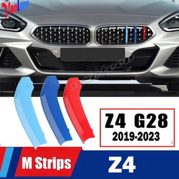 Для BMW Z4 серии G28 2019-2023, Автомобильный 3D M Стайлинг, Отделка передней решетки, Накладки на бампер, Полоски, Наклейки, Внешние Аксессуары, украшения