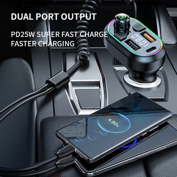 Автомобильный FM-передатчик Bluetooth 5.0 Быстрое зарядное Устройство Музыкальный MP3-плеер Автомобильный Bluetooth-приемник Мобильные автомобильные аксессуары громкой связи