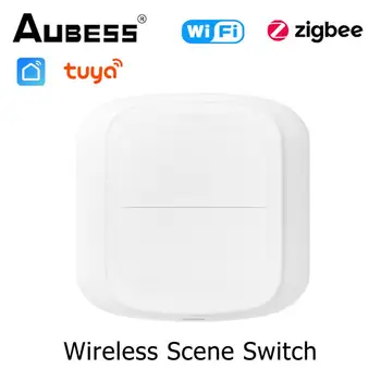 2 Банды Tuya WiFi / ZigBee Wireless 6 сцен Smart Switch Кнопочный контроллер с автоматическим переключением сценариев на батарейках