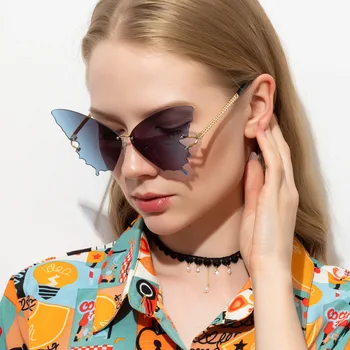Солнцезащитные очки Blue butterfly, Женские 2020, Модные солнцезащитные очки больших оттенков, Роскошные дизайнерские Солнцезащитные очки с кошачьим глазом, женские Градиентные очки