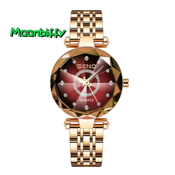 2022 MOONBIFFY Fashion Horloges Voor Vrouwen Luxe Merk Quartz Roestvrij Staal Blauw Elegent Kleine Wijzerplaat Dames Horloges