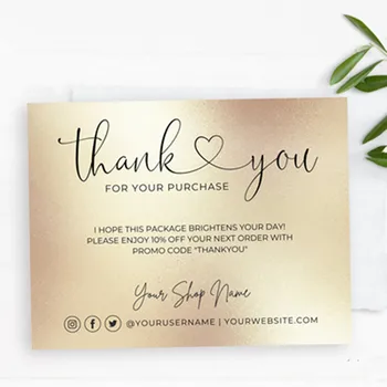 Персонализируйте визитную карточку с логотипом и названием компании, Золотые визитки с благодарностями, благодарственную записку, социальную медиальную карточку с текстом на заказ