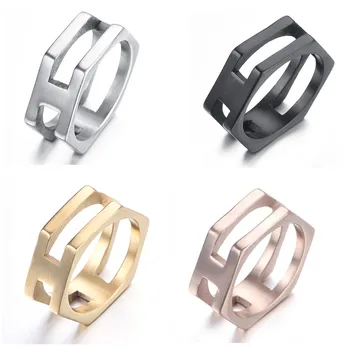 Четырехцветное мужское модное кольцо на палец в стиле панк-рок, золотое полое кольцо с шестигранником, хип-хоп кольцо, ретро кольца