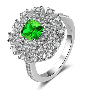 Обручальные кольца для женщин класса люкс Esmeralda Green Cubic Zirconia CZ Обручальное кольцо Ювелирные изделия