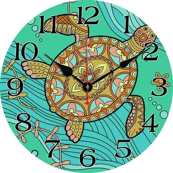 Морские черепахи, изготовленные на заказ Большие часы, домашний декор для гостиной, круглые настенные часы, кварцевые Настольные часы, украшение стен детской спальни
